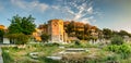 Panoramic view of the Tower of the Winds - Aerides next the Roman Agora, Athens, Greece.