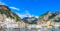 Panoramic view of the town of Amalfi on coast in Italy Royalty Free Stock Photo