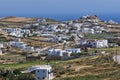 Panoramic view of Town of Ano Mera, island of Mykonos, Greece