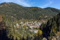 Panoramic view of town of Shiroka Laka and Rhodope Mountains, Bulgaria