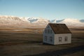 Panoramic view of traditional buildings Glaumbaer museum in Skagafjordur Northern Iceland Europe in winter