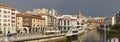 Panoramic view of traditional spanish city with river. Bilbao, Spain Royalty Free Stock Photo