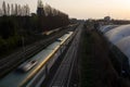 panoramic view of the train tracks Royalty Free Stock Photo