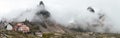 Panoramic view of Tre Cime di Lavaredo or Drei Zinnen