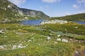 Panoramic view of The Trefoil lake, Rila Mountain, The Seven Rila Lakes Royalty Free Stock Photo