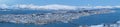 Panoramic view on Tromso, Norway, Aerial View Of Tromso At Full Moon In Winter Time, Norway Royalty Free Stock Photo