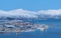 Panoramic view on Tromso, Norway, Tromso At Winter Time, Christmas in Tromso, Norway Royalty Free Stock Photo