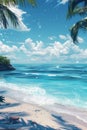 Panoramic view of tropical beach horizon meeting the sky and sea Royalty Free Stock Photo