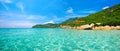 Panoramic view of a tropical beach. Royalty Free Stock Photo