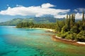 Panoramic view of tropical beach at Seychelles Royalty Free Stock Photo