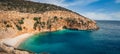 Panoramic view  tropical sea, cove and beach landscape from Kas, Antalya, Turkey. Holiday, travel and tourism concept. Finike Royalty Free Stock Photo