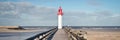 Panoramic view of the Trouville lighthouse and its wooden pier, Normandy France Royalty Free Stock Photo
