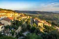 Panoramic view of Tuscany hills and village from Cortona, Arezzo province, Italy Royalty Free Stock Photo
