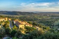 Panoramic view of Tuscany hills and village from Cortona, Arezzo province, Italy Royalty Free Stock Photo