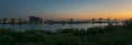 Panoramic view of a twilight sky and industry in Europoort, close to Rotterdam, Netherlands Royalty Free Stock Photo