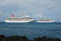 Panoramic view of two cruise ships Royalty Free Stock Photo