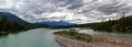 Panoramic view: Typical Canada: Beautiful canadian landscape - Travelling the Icefields Parkway in Banff and Jasper Nationalpark Royalty Free Stock Photo