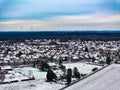 Panoramic view typical snowy dutch town