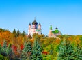 Panoramic view of Ukranian St. Panteleimon Orthodox monastery Royalty Free Stock Photo