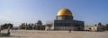 panoramic view unidentified tourists near the Dome of the Rock on the Temple Mount in the Old City of Jerusalem Israel. Large area Royalty Free Stock Photo