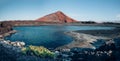 Panoramic view of unique volcanic nature of Lanzarote island Royalty Free Stock Photo