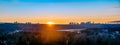 Panoramic view of urban sityscape on sunset hour Royalty Free Stock Photo
