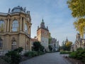 Panoramic view of Vajdahunyad Castle Buildings - Budapest, Hungary Royalty Free Stock Photo