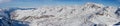 Panoramic view val Thorens les menuires valley mountains winter skiing Royalty Free Stock Photo