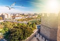 Panoramic view of Valencia, spain with turia garden, Royalty Free Stock Photo