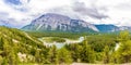 Panoramic view at the Valley of Bow river from Hoodoos view point in Banff National Park - Canada