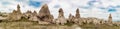 Panoramic view of the valley in Goreme village, Turkey. Royalty Free Stock Photo