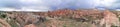 Panoramic view of the valley in Goreme village, Turkey. Rural Cappadocia landscape. Volcanic mountains in Goreme national park. Royalty Free Stock Photo