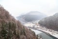 Panoramic view of valley The Izvorul Muntelui Dam Royalty Free Stock Photo