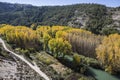 Panoramic view of the valley of the river Jucar during autumn, t