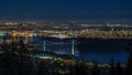 Panoramic View of Vancouver Cityscape at Night, British Columbia, Canada Royalty Free Stock Photo