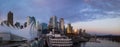 Panoramic view of Vancouver downtown Coal Harbor Marina and cruise ship terminals in Canada Place Royalty Free Stock Photo