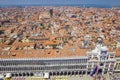 Panoramic view of Venice, Dodge Palace and red tiled roofs from Campanile on Piazza San Marco Saint Mark Square, Venice, Italy Royalty Free Stock Photo