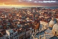 Panoramic view at Venice Italy. Sunset Royalty Free Stock Photo