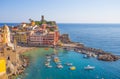 Aerial view of Vernazza, 5 Terre, La Spezia province, Ligurian coast, Italy. Royalty Free Stock Photo