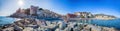 Panoramic view of Vernazzola Beach, colorful houses village in Genoa, Italy