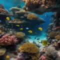 A panoramic view of a vibrant and diverse coral reef ecosystem teeming with marine life2 Royalty Free Stock Photo