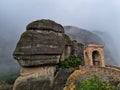 Meteora - Panoramic view from viewing platform of Monastery of St Nicholas Anapafsas. Kalambaka, Meteora, Greece Royalty Free Stock Photo