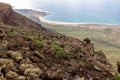 Panoramic view from viewpoint Mirador del Rio at the north of canary island Lanzarote Royalty Free Stock Photo