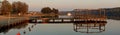 Panoramic view of Viljandi lake beach and bridge