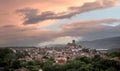 Panoramic view of the village of Hervas in Caceres at sunset. Spain Royalty Free Stock Photo