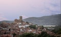Panoramic view of the village of Hervas in Caceres at sunset. Spain Royalty Free Stock Photo