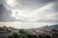 Panoramic view of the village of Hervas in Caceres at sunset. Spain. Royalty Free Stock Photo
