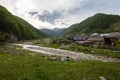 Panoramic view of the village Karasu in the Caucasus mountains