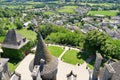 The village of Polminhac seen from the keep of the castle of Pesteils Royalty Free Stock Photo