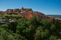 Panoramic view of the village of Roussillon and surrounding woods Royalty Free Stock Photo